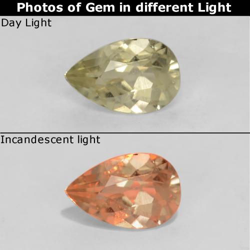 非常に薄い黄色 カラーチェンジダイアスポア 宝石 - 0.4ct ペアーファセット (ID: 542614)