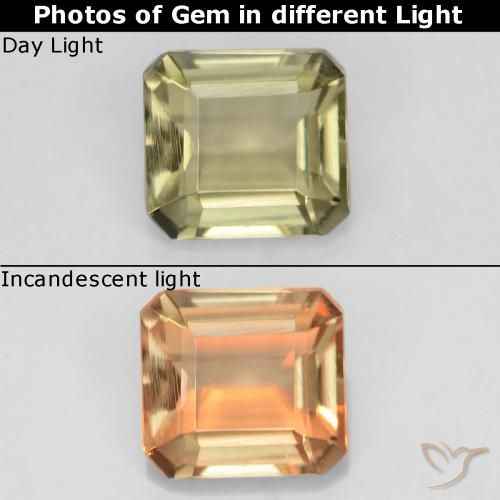 0.97ct Natural Light Yellow Color-Change Diaspore, Emerald Cut, VVS-VS