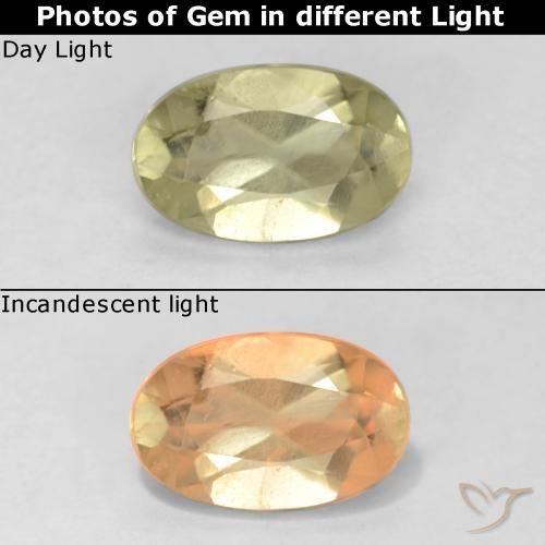 0.67ct Natural Light Yellow Color-Change Diaspore, Oval, VS