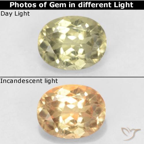 0.79ct Natural Light Yellow Color-Change Diaspore, Oval, VS