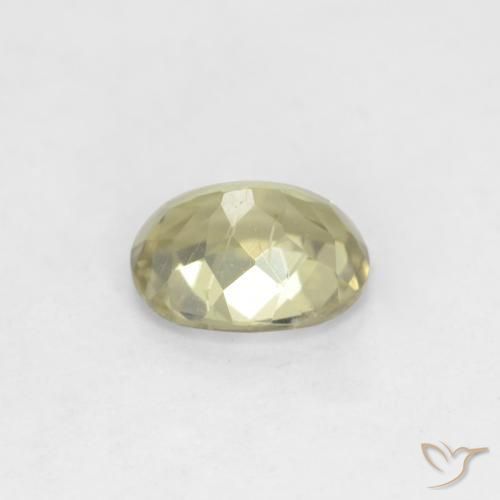 Color-Change Diaspore Gemstone in 6.4 x 5 mm Size for Sale, Color-Change Diaspore Stone in Light Yellow Color