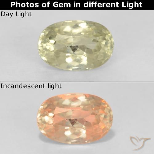 0.78ct Natural Light Yellow Color-Change Diaspore, Oval, VS