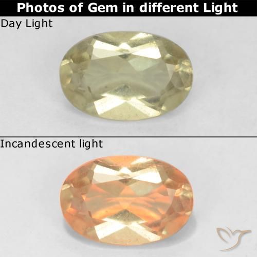 0.57ct Natural Light Yellow Color-Change Diaspore, Oval, VS