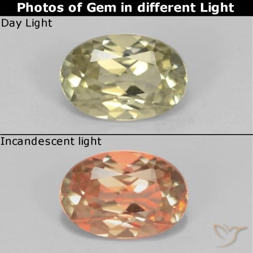 Very Light Yellow Color-Change Diaspore Gem - 0.7ct Oval Facet (ID: 542767)