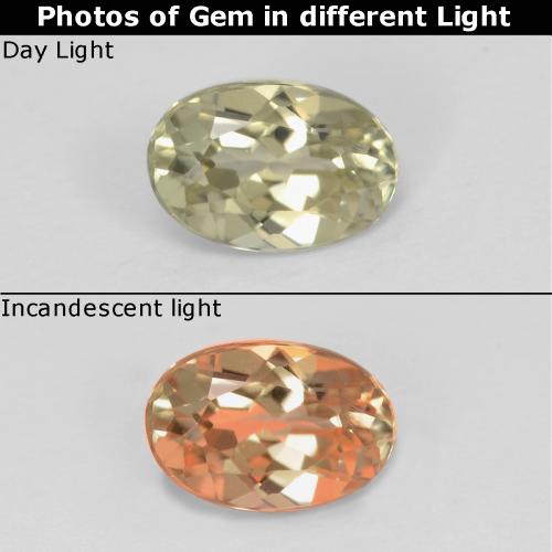 Светло-желтый Диаспор, Меняющий Цвет Камень - 0.5ct Фасетный Овал (ID: 542769)