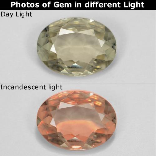 Brownish Yellow Диаспор, Меняющий Цвет Камень - 0.6ct Фасетный Овал (ID: 542770)