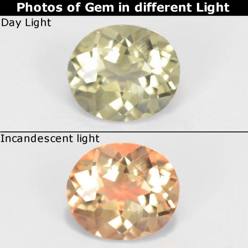 Light Yellow Color-Change Diaspore Gem - 0.7ct Oval Facet (ID: 542775)