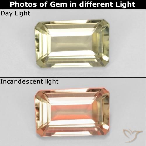 0.72ct Natural Very Pale Yellow Color-Change Diaspore, Emerald Cut, VS