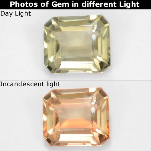 Light Yellow Color-Change Diaspore Gem - 0.6ct Octagon Facet (ID: 544457)