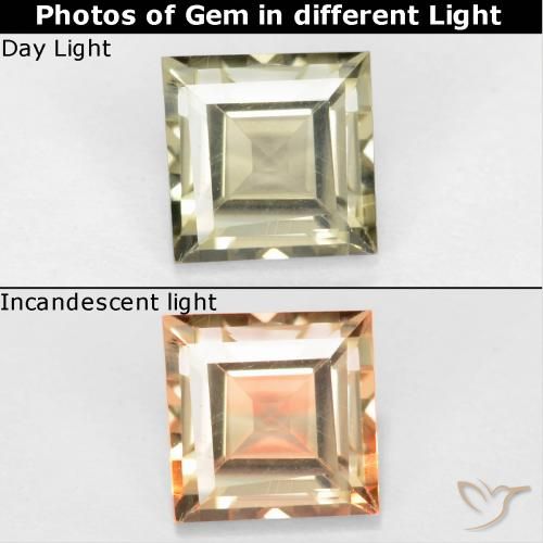 0.74ct Natural Pale Yellow Color-Change Diaspore, Square, VS
