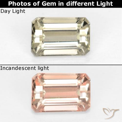 0.95ct Natural Very Pale Yellow Color-Change Diaspore, Emerald Cut, VVS-VS