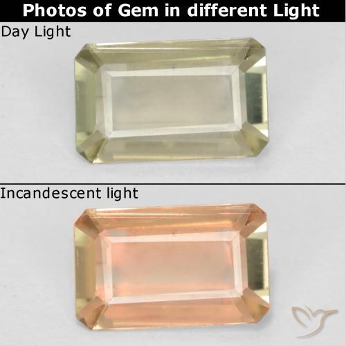 0.58ct Natural Very Light Yellow Color-Change Diaspore, Emerald Cut, VVS-VS