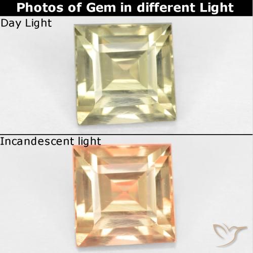 0.90ct Natural Yellow Beige Color-Change Diaspore, Square, VVS-VS