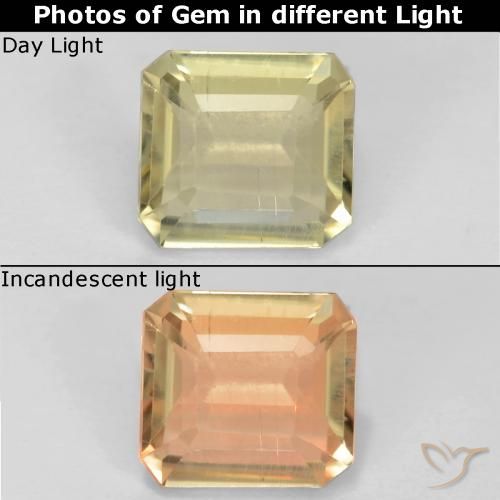 0.73ct Natural Very Pale Yellow Color-Change Diaspore, Emerald Cut, VS