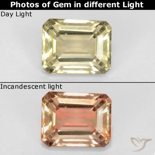 0.83ct Natural Very Light Yellow Color-Change Diaspore, Emerald Cut, VS