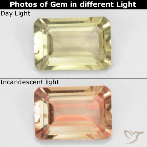 0.85ct Natural Very Light Yellow Color-Change Diaspore, Emerald Cut, VVS-VS