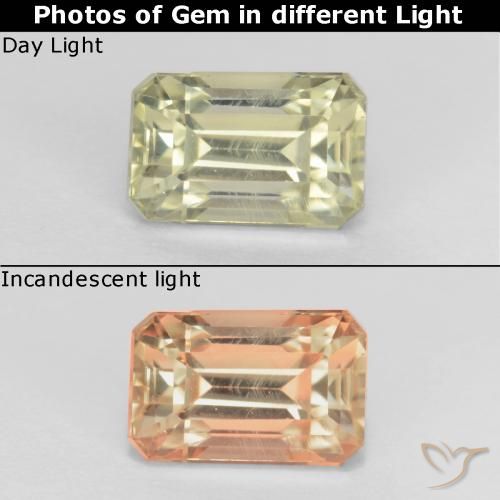 0.93ct Natural Very Light Yellow Color-Change Diaspore, Emerald Cut, VVS-VS