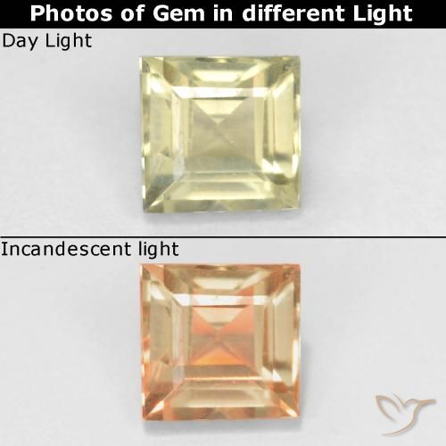 0.63ct Natural Very Light Yellow Color-Change Diaspore, Square, VS