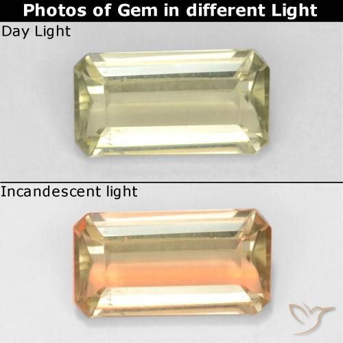 0.81ct Natural Pale Yellow Color-Change Diaspore, Emerald Cut, VVS-VS