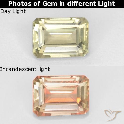 0.72ct Natural Very Light Yellow Color-Change Diaspore, Emerald Cut, VVS-VS