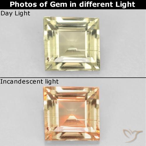 0.62ct Natural Very Light Yellow Color-Change Diaspore, Square, VS