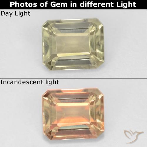0.72ct Natural Very Light Yellow Color-Change Diaspore, Emerald Cut, VS