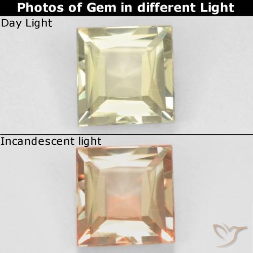 0.66ct Natural Very Light Yellow Color-Change Diaspore, Square, VS