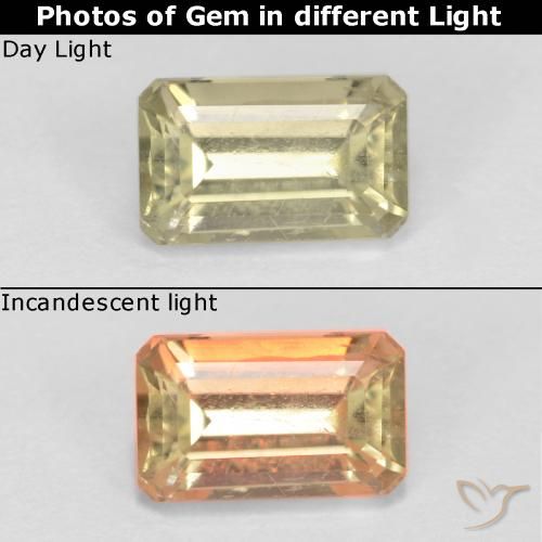 0.73ct Natural Very Light Yellow Color-Change Diaspore, Emerald Cut, VS-SI