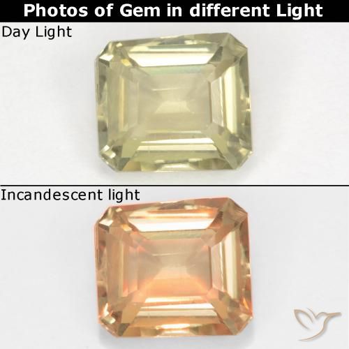 0.83ct Natural Very Light Yellow Color-Change Diaspore, Emerald Cut, VS