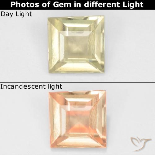 0.59ct Natural Pale Yellow Color-Change Diaspore, Square, VS