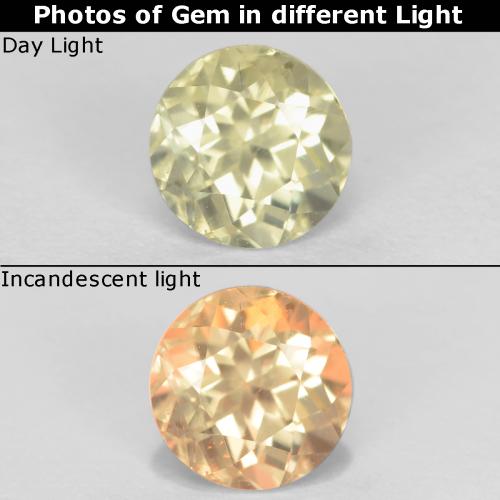 Very Light Yellow Color-Change Diaspore Gem - 0.7ct Round Facet (ID: 545320)
