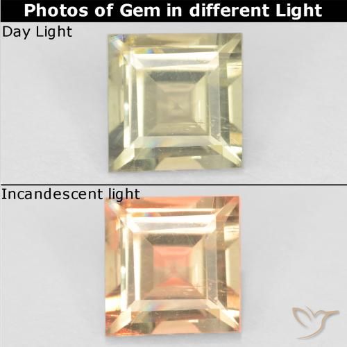 Very Light Yellow Farbwechselnder Diaspor Edelstein - 0.7ct Carréschliff / Quadrat (ID: 545321)