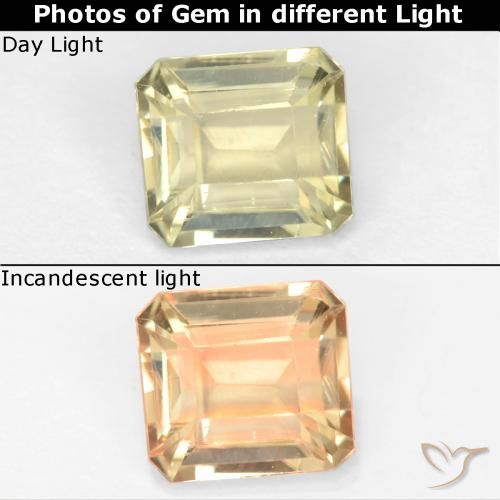 0.80ct Natural Very Light Yellow Color-Change Diaspore, Emerald Cut, VS