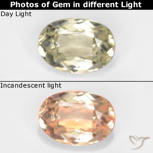 0.57ct Natural Light Yellow Color-Change Diaspore, Oval, VVS-VS
