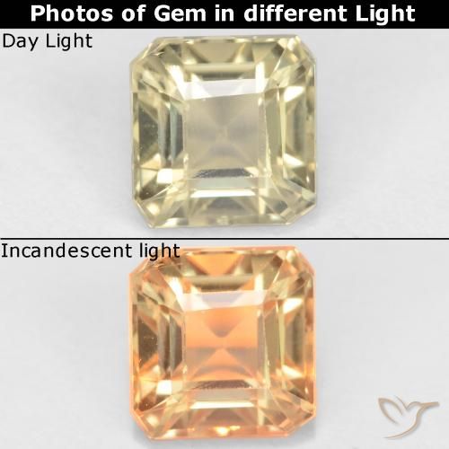Diaspore Couleur Changeant Jaune octagon facet 1,04 ct de la Turquie, dimension 5,4 x 5,3mm, pierre gemme naturelle Non traité, pureté VS, 1 pièce Diaspore Couleur Changeant de couleur Jaune clair, dureté Mohs de 6.5 à 7 convient aux bijoux de tous les jours, pierre de sagesse, Photo A