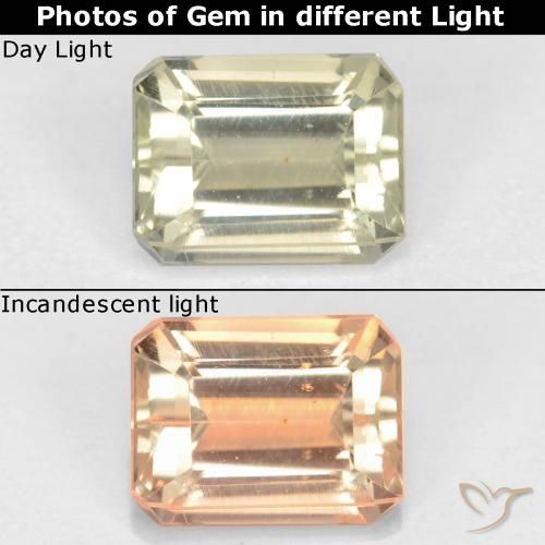 1.16ct Natural Light Yellow Color-Change Diaspore, Emerald Cut, VS
