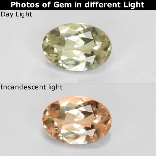 Светло-желтый Диаспор, Меняющий Цвет Камень - 0.4ct Фасетный Овал (ID: 555434)