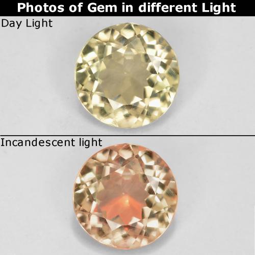 Light Yellow Color-Change Diaspore Gem - 0.6ct Round Facet (ID: 555438)