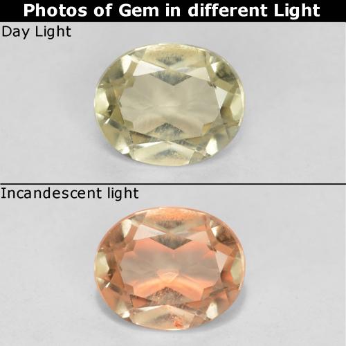 Light Yellow Color-Change Diaspore Gem - 0.4ct Oval Facet (ID: 555439)