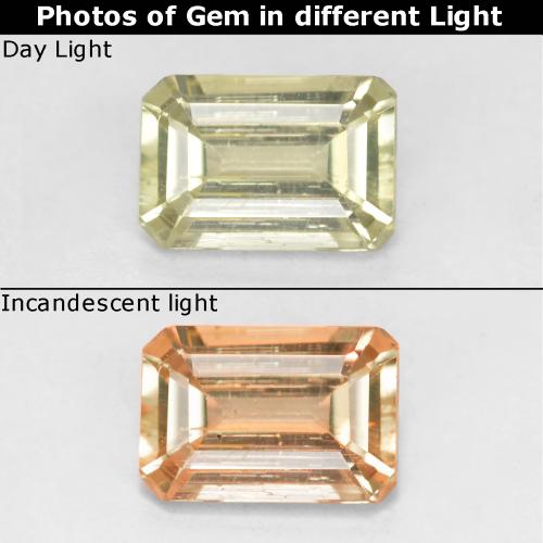 Light Yellow Color-Change Diaspore Gem - 0.6ct Octagon Facet (ID: 555440)