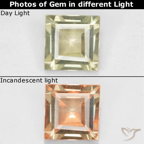 0.48ct Natural Very Pale Yellow Color-Change Diaspore, Square, VS