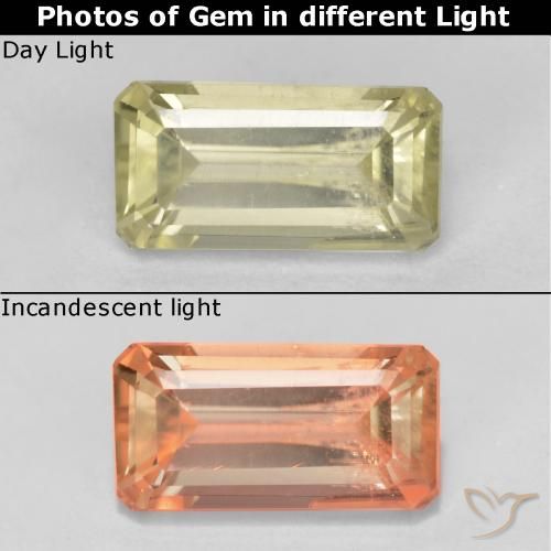 0.76ct Natural Medium Yellow Color-Change Diaspore, Emerald Cut, VS