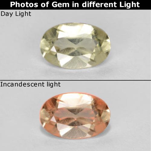 Pale Yellow Диаспор, Меняющий Цвет Камень - 0.4ct Фасетный Овал (ID: 556715)