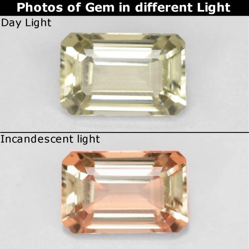 0.62 ct Yellow Color-Change Diaspore Gemstone, Color-Change Diaspore Gem in Octagon Facet Shape for Sale.