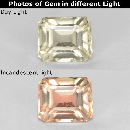 Pale Yellow Диаспор, Меняющий Цвет Камень - 0.5ct Фасетный Октагон (ID: 556717)
