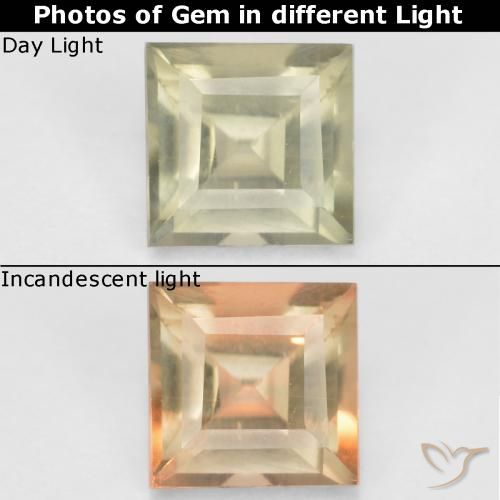 0.50ct Natural Pale Yellow Color-Change Diaspore, Square, VS