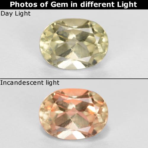 Pale Yellow Диаспор, Меняющий Цвет Камень - 0.4ct Фасетный Овал (ID: 556884)