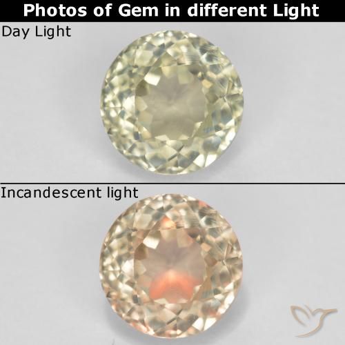 0.74ct Natural Pale Yellow Color-Change Diaspore, Round, VS