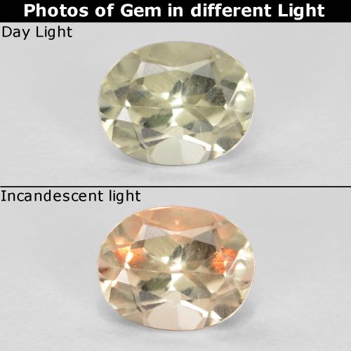 Pale Yellow Color-Change Diaspore Gem - 0.4ct Oval Facet (ID: 556887)
