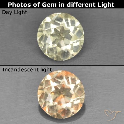 0.45ct Natural Very Light Yellow Color-Change Diaspore, Round, VS